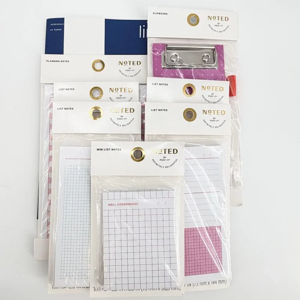 Teacher Post-it Noted Stationery Set Notebook Clipboard Memo Pads 8 Piece NWT